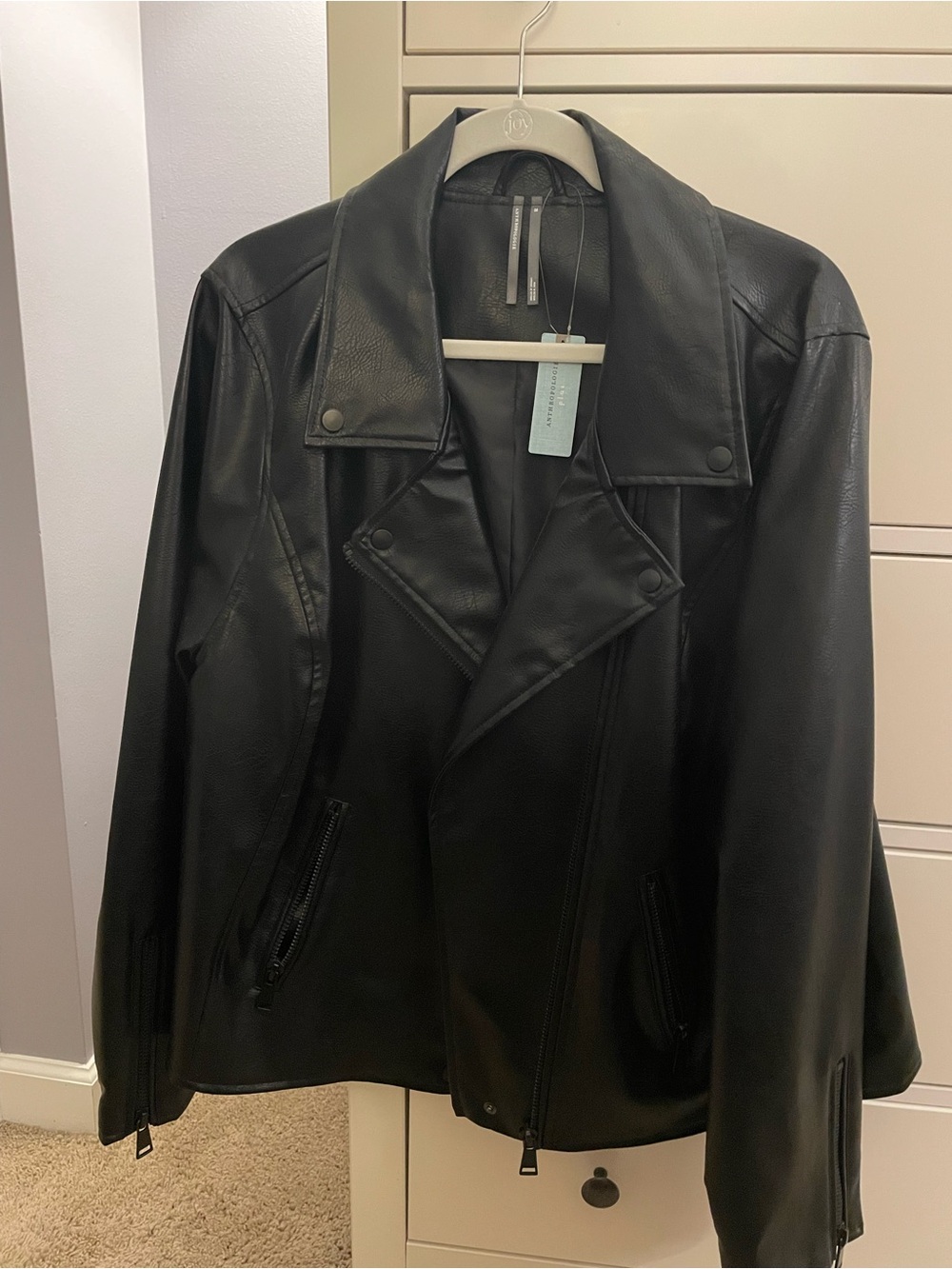 Anthropologie Black Faux Leather Moto Jacket